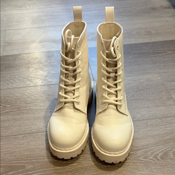 H&M Shoes - H&M Cream Lace-Up Combat Boots